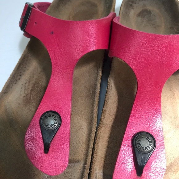 BIRKENSTOCK GIZEH Thong Pink Vegan Leather Sandals Slides Mules Cork Minimalist - Picture 12 of 13